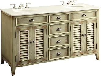 Benton Collection 60” Cottage look Abbeville Double Sink Bathroom Vanity Model CF88324-60W