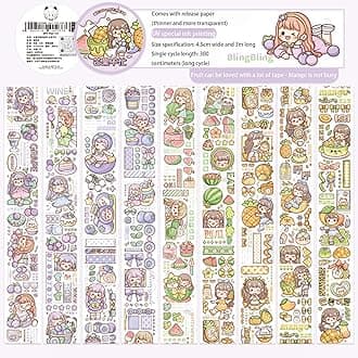 Paper Planner Sticker Tape Set Featuring Cartoon Mochi Characters - Perfect for Scrapbooking, Bullet Journaling, and Organization (X1602)