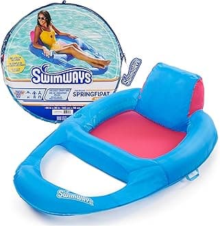 SwimWays Spring Float Premium Recliner Pool Lounger with Hyper-Flate Valve, Inflatable Pool Float