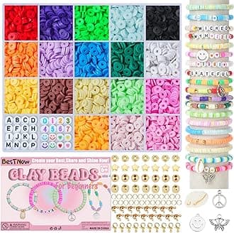 BestNow Clay Beads Bracelet Making Kit Toys for Girls Kids Charms Kit 18 Colors Friendship Bracelet Kit Letter Beads DIY Crafts Teen Girl Gifts Toys for Ages 6 7 8 9 10 11 12