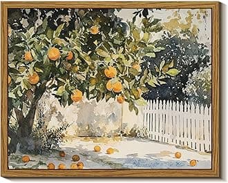InSimSea Framed Canvas Wall Art Vintage Decor, Orange Trees Art Kitchen Decor Aesthetic, Classic Rustic Farmhouse Wall Decoration for Bedroom Living Room Bathroom Gallery, 8"x10"
