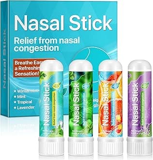 4 Pack Nasal Stick,Nasal Inhaler Stick,Nose Inhaler Boost Energy Set,Inhaler,Sinus & Congestion Relief, Daily Relaxation, Stress Relief, Pure Natural Ingredients