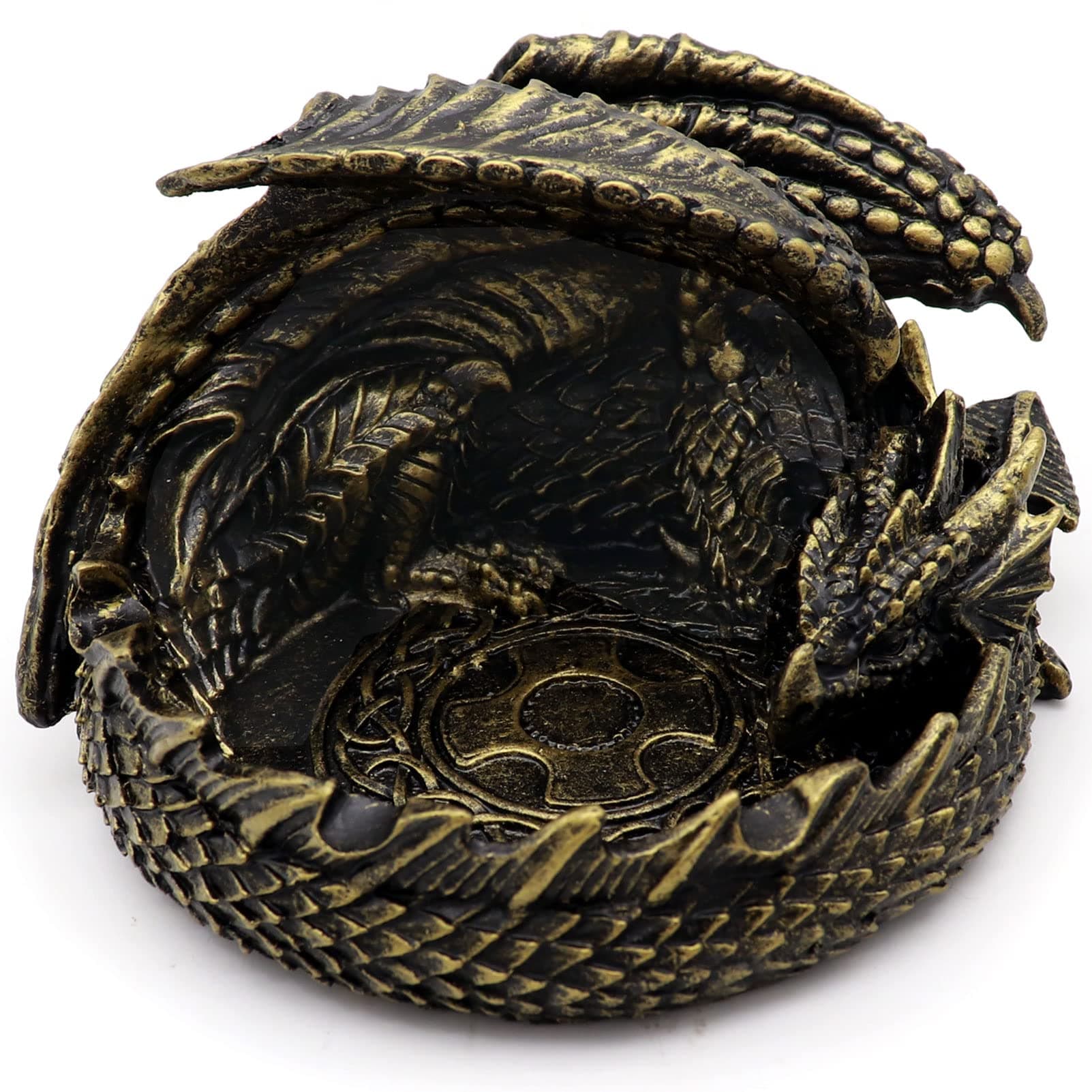 Haxtec Dragon Dice Jail Guardian D&D Dice Tray Holder - Dungeons and Dragons Accessories - Novelty DM RPG Gift - Statue Decor (Antique Bronze)