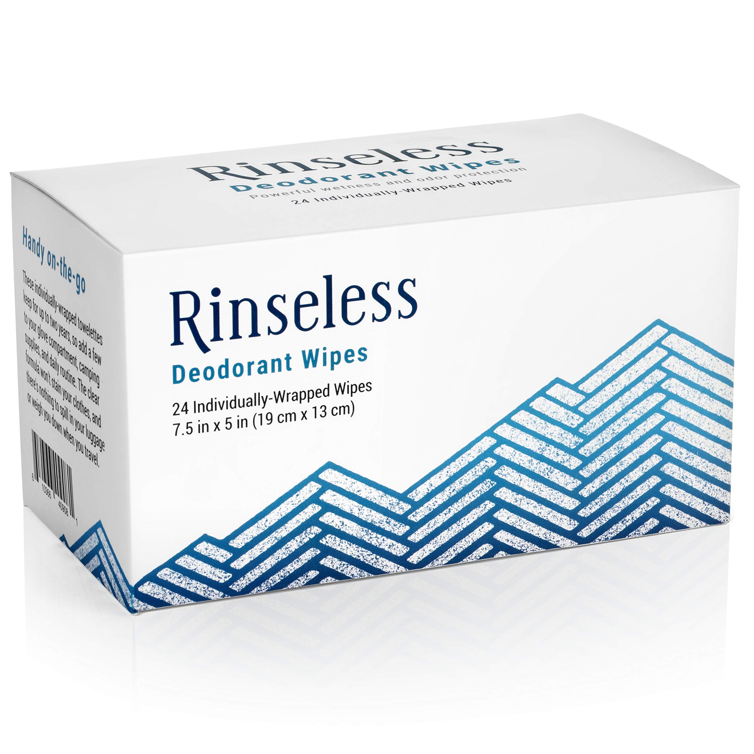 Rinseless Deodorant Wipes Individually Wrapped (24 Count) Travel Friendly Deodorant Wipes