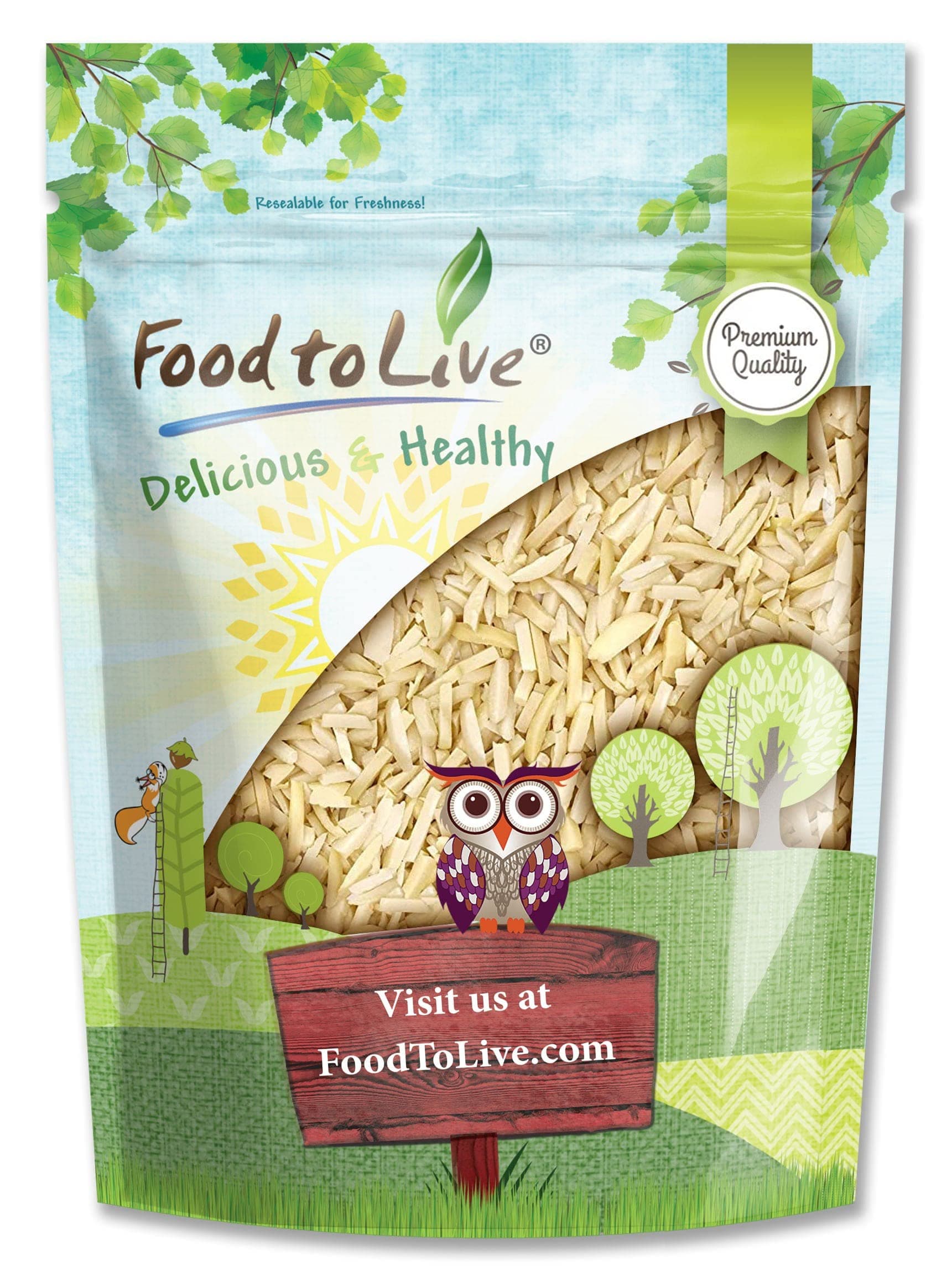 Blanched Slivered Almonds, 1 Pound Chopped Raw Blanched Almonds, Unsalted, Vegan, Keto, Kosher, Bulk. High in Protein, Vitamin E, Riboflavin. Great for Cooking, Baking, Salads.