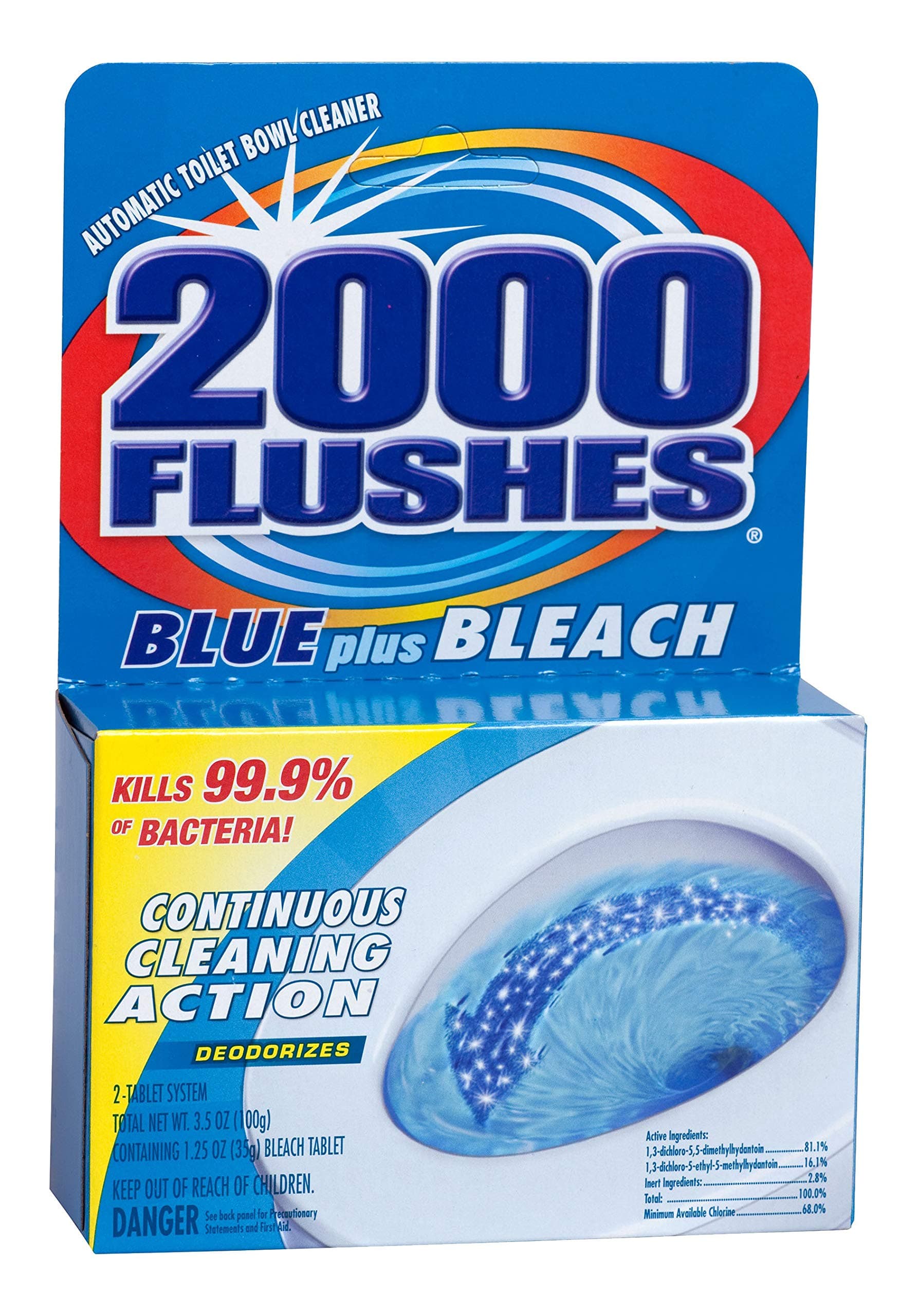 2000 FLUSHES-208017 Blue Plus Bleach Automatic Toilet Bowl Cleaner, 3.5 OZ ( Pack Of 12 )