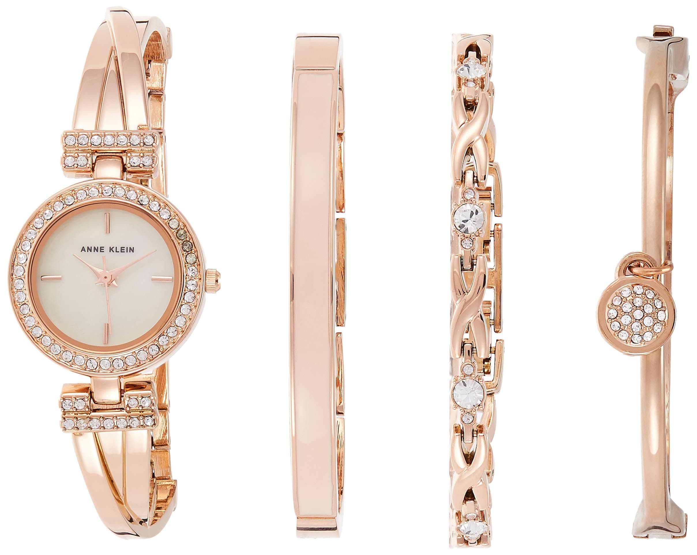 Women's Crystal Accented Bangle Watch and Bracelet Set