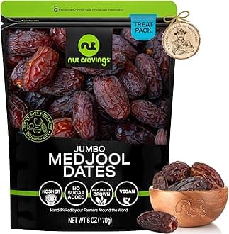 NUT CRAVINGS - Dried Jumbo Medjool Dates, No Sugar Added, Unsulphured (6oz, 1 Pack) Sweet Healthy Snack, Vegan, Kosher, Resealable Bag