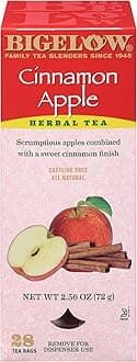 Bigelow Cinnamon Apple Herbal Tea Bags 28-Count Box (Pack of 1) Cinnamon Apple Hibiscus Flavored Herbal Tea Bags All Natural Non-GMO