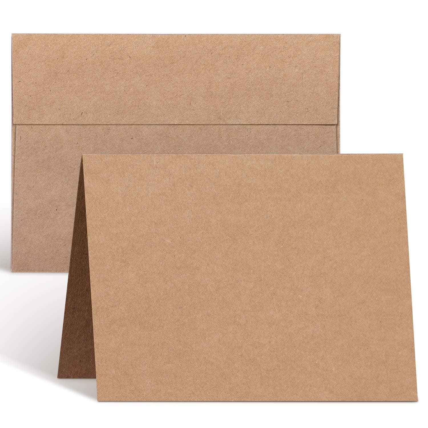 Ohuhu Blank Brown Kraft Cards and Envelopes 100 Pack - 4.25" x 5.5" Folded Ca...