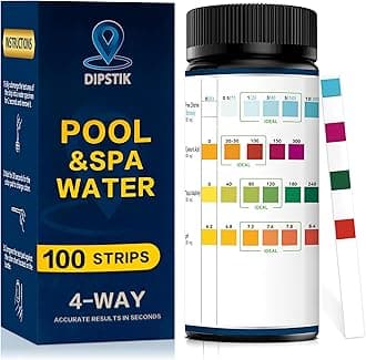 Pool Test Strips,100 Strips Pool and Hot Tub Test Strips, Swimming Pool Test Strips for Total Alkalinity, pH, Free Chlorine(Bromine),Cyanuric Acid-Pool Spa Water Test -Quick and Accurate Results
