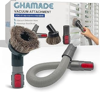 For Dyson Horsehair Vacuum Brush & Extension Hose – Compatible with Dyson V7 V8 V10 V11 V15 Gen5 – Soft Bristle Dusting Brush for Blinds, Furniture, & Delicate Surfaces – Quick Release Attachment