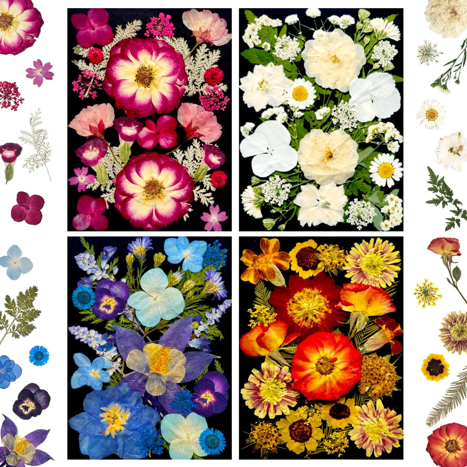 92Pcs Pressed Dried Flowers for Resin, Real Assorted Natural Bulk Dry Floral Leaves for DIY Art Crafts, Epoxy Molds, Jewelry, Soap, Candle Making, Nails Decors