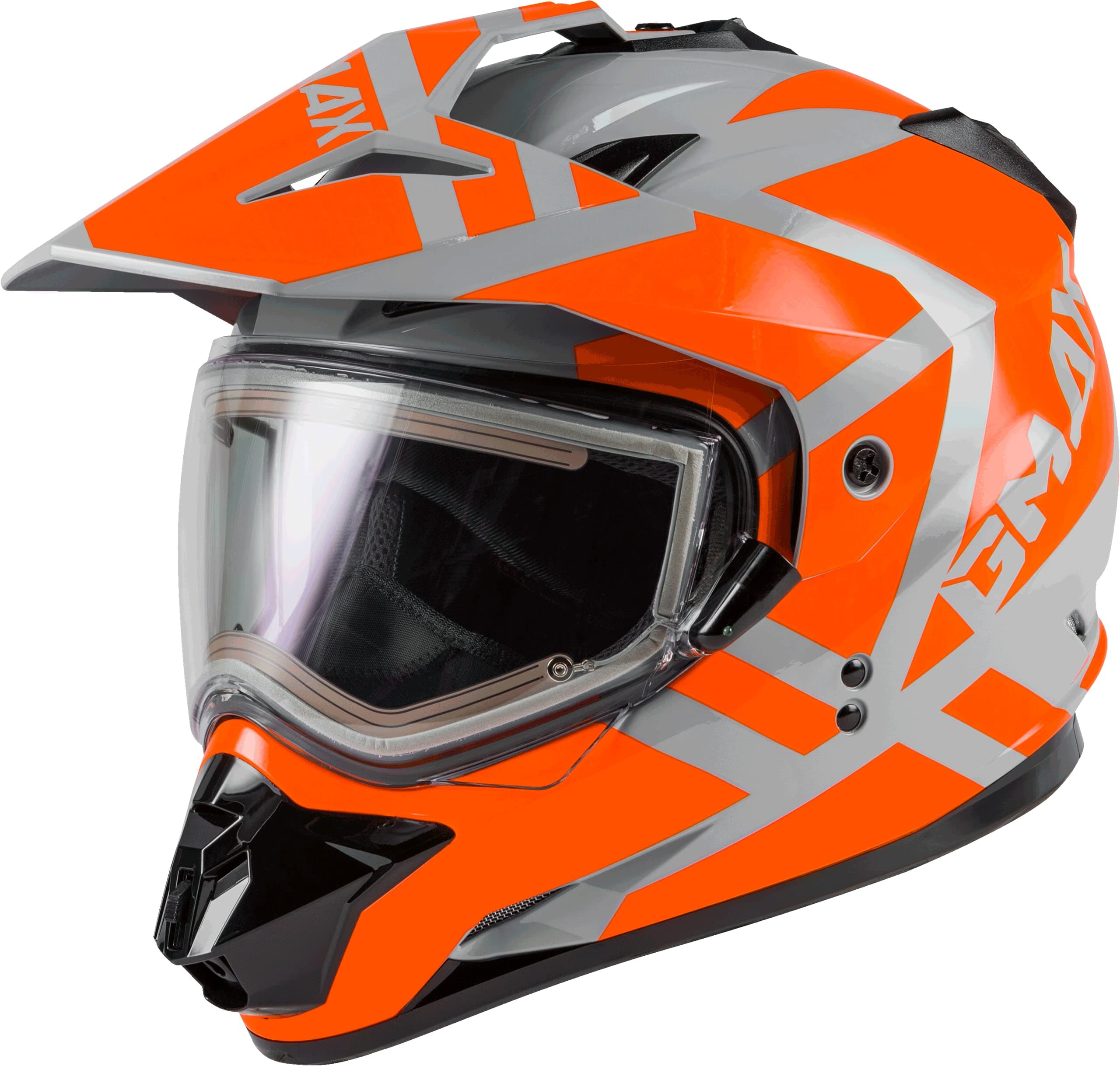GMAXGM-11S Trapper Snow Helmet W/ELEC Shield Grey/Orange 2X