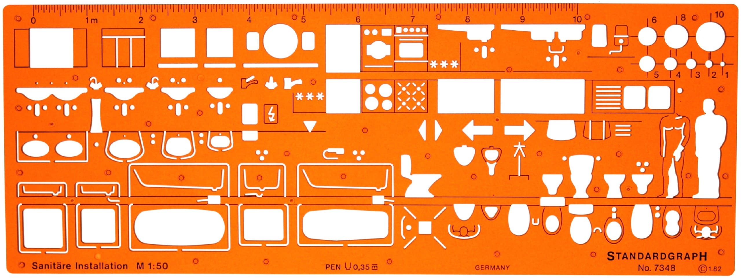 Sanitary Stencil 1:50 - Architect Stencil 1:50 - Architectural Template - Furniture Stencil Template for Interior Design - Technical Drawing Stencil - Architecture Stencil for Technical Drawing
