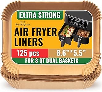 Air Fryer Liners for Ninja Foodi Dual – 125Pcs Disposable Parchment Paper for Ninja DZ201 DZ401, Instant Pot Vortex Plus, PowerXL Vortex – Non-Stick and Oil Proof for Easy Cleanup by Baker's Signature