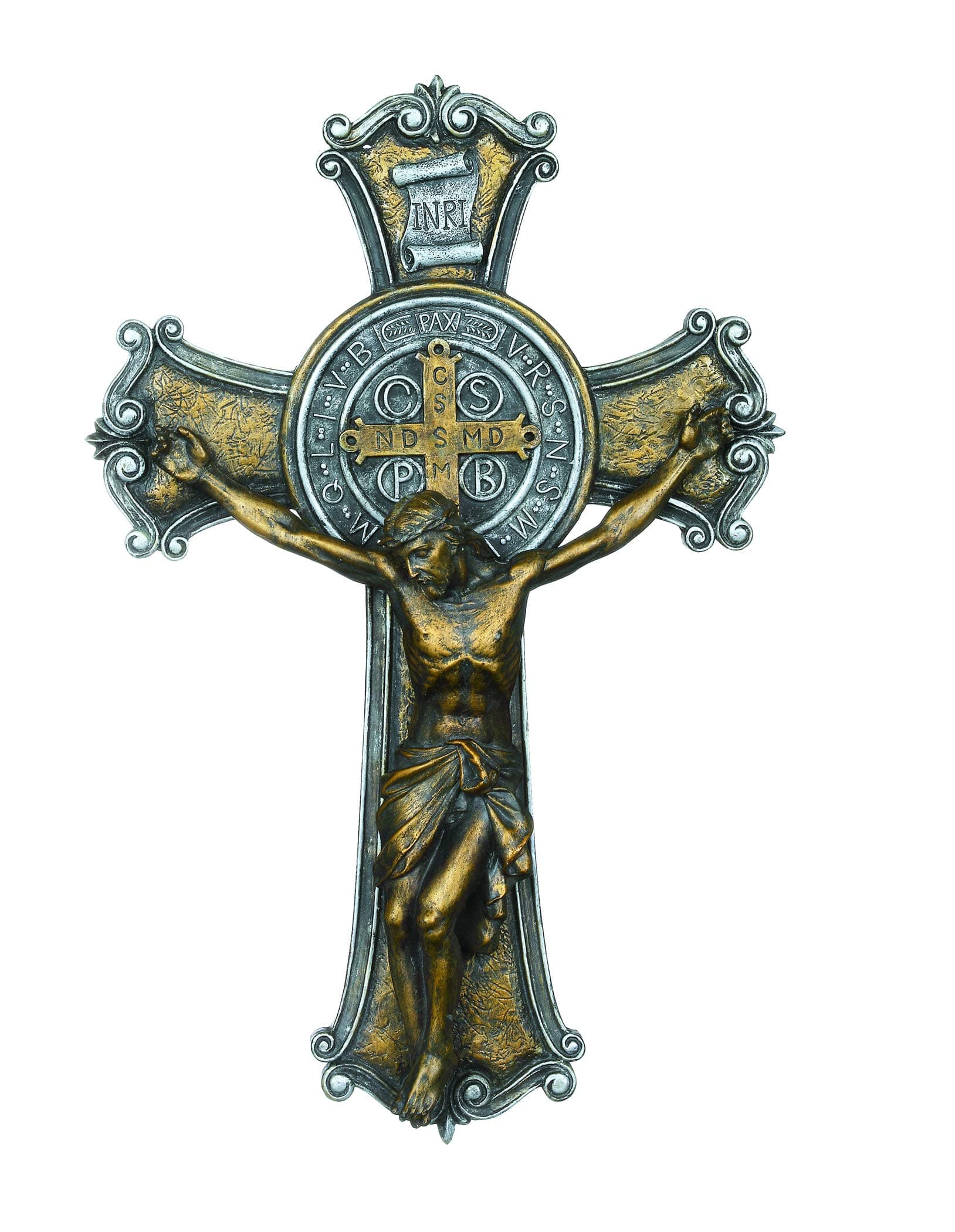 Renaissance Collection Joseph's Studio by Roman Exclusive Saint Benedict 2-Tone Wall Cross, 10.25-Inch