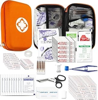 First Aid Kit Emergency Kit Camping Essentials Car-Home Orange First-Aid Bag - 277 Piece Emergency Supplies Hiking First Aid Kit for Backpack Survival Kits for Disaster Preparedness YIDERBO