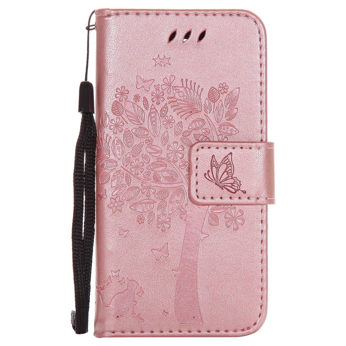 ISAKEN Galaxy S4 Mini Case, Galaxy S4 Mini Flip Cover, Sbalzato PU Leather Case with Credit Card Holder Book Style Case Magnetic Closure Protective Cover with Stand Function, Rose gold
