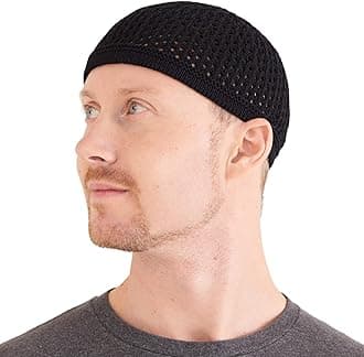 Knitted Cotton Skull Hat Kufi Islam Prayer Hat Crochet Mesh Skull Hat Beanie Men's Headgear for Any Season