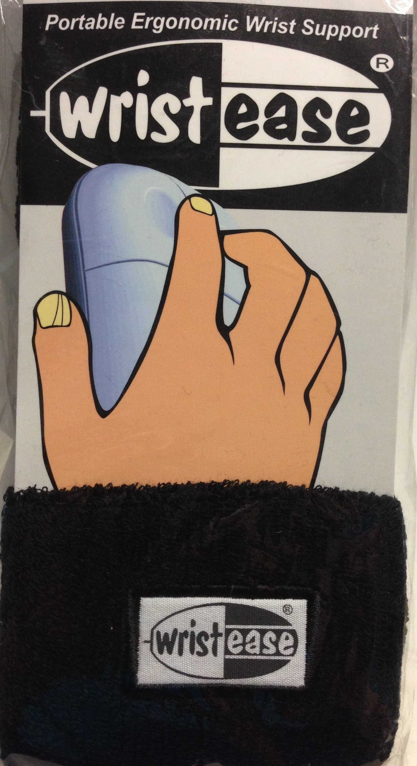 Wristease Portable Ergonomic Wrist Support (1 Pair) Padded Wrist Ease Rest Cuff Provides Comfort (Black - Medium)