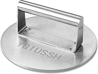 8.7 Inch Heavy-Duty Grill Press Stainless Steel Bacon Press Round Non-Stick Hamburger Press Weight Burger Smasher for Perfectly Seared Bacon Steak & Sandwiches