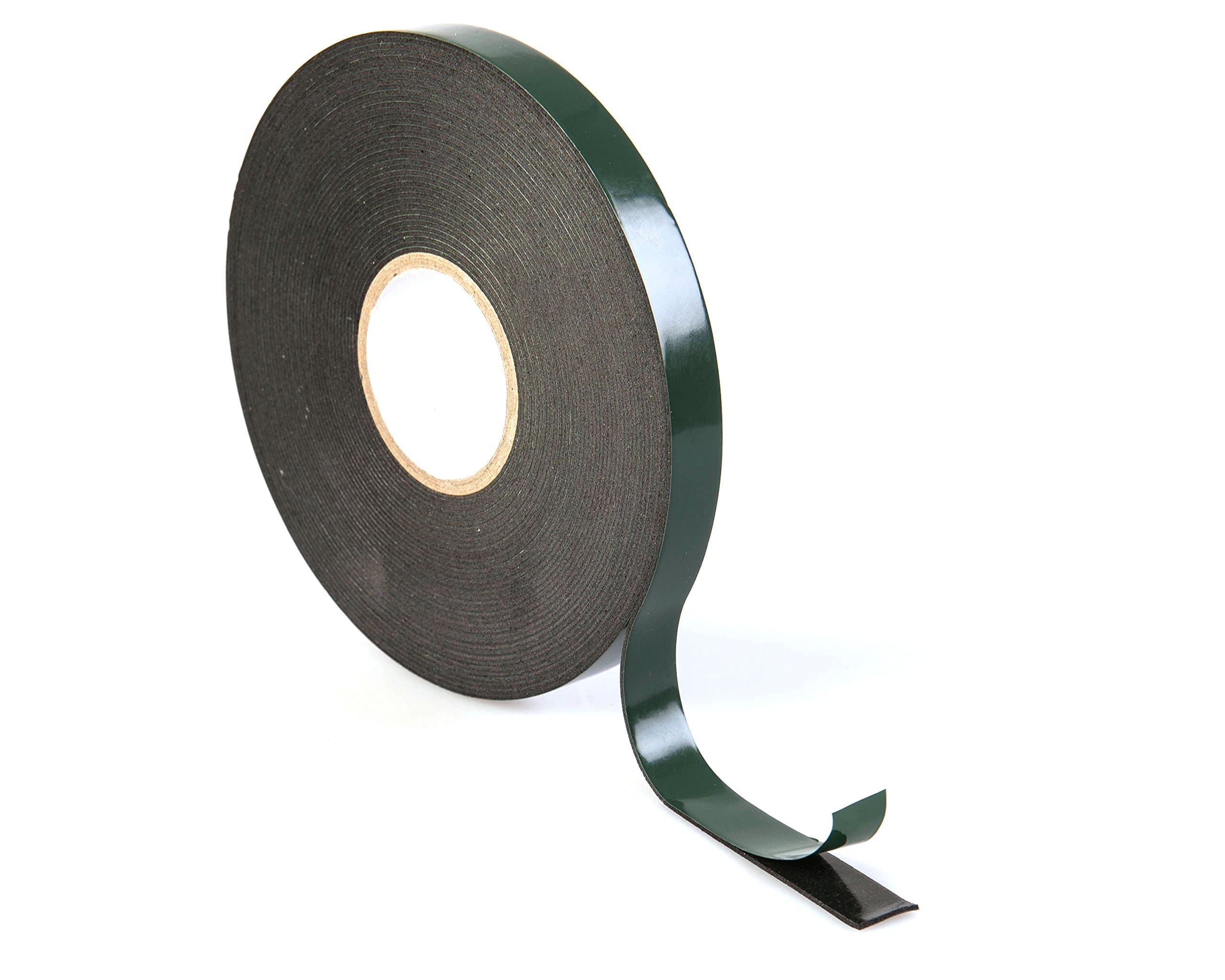 Black Double Sided Foam Tape - 10m x 12mm (1/2") - Single Roll by Gocableties, Ideal For Car Number Plates, Trim and Badges