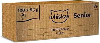WHISKAS Senior 7+ Wet Cat Food in Jelly 120x85g Poultry Feasts