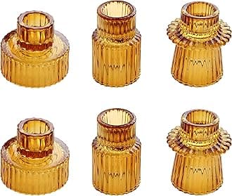 Vixdonos Set of 6 Glass Candlestick Holders