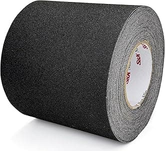 S&X Anti Slip Tape 6 Inch x 60 FT Roll, Ultimate Non-Slip Skid Grip Tape for Outdoor Stair Treads, Wooden Steps & Exterior Grips, Black, Grit 60, Waterproof, Extra-Durable, Long-Lasting Tread Strips