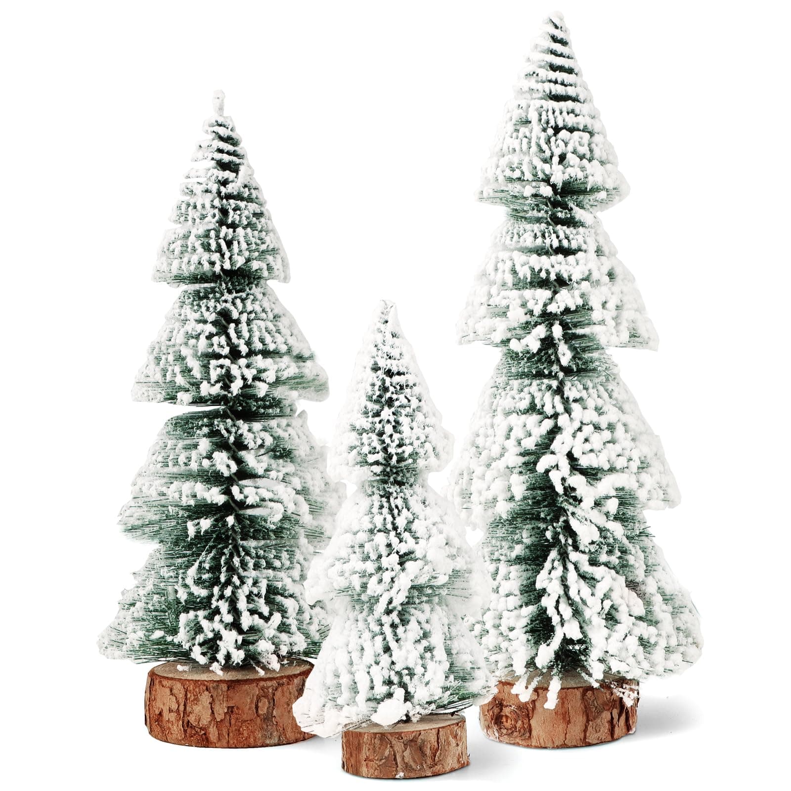 3pcs Mini Christmas Tree 15/20/25cm White Frosted Artificial Christmas Trees Christmas Table Decorations Xmas Shelf Tabletop Decor 3 Sizes (C)