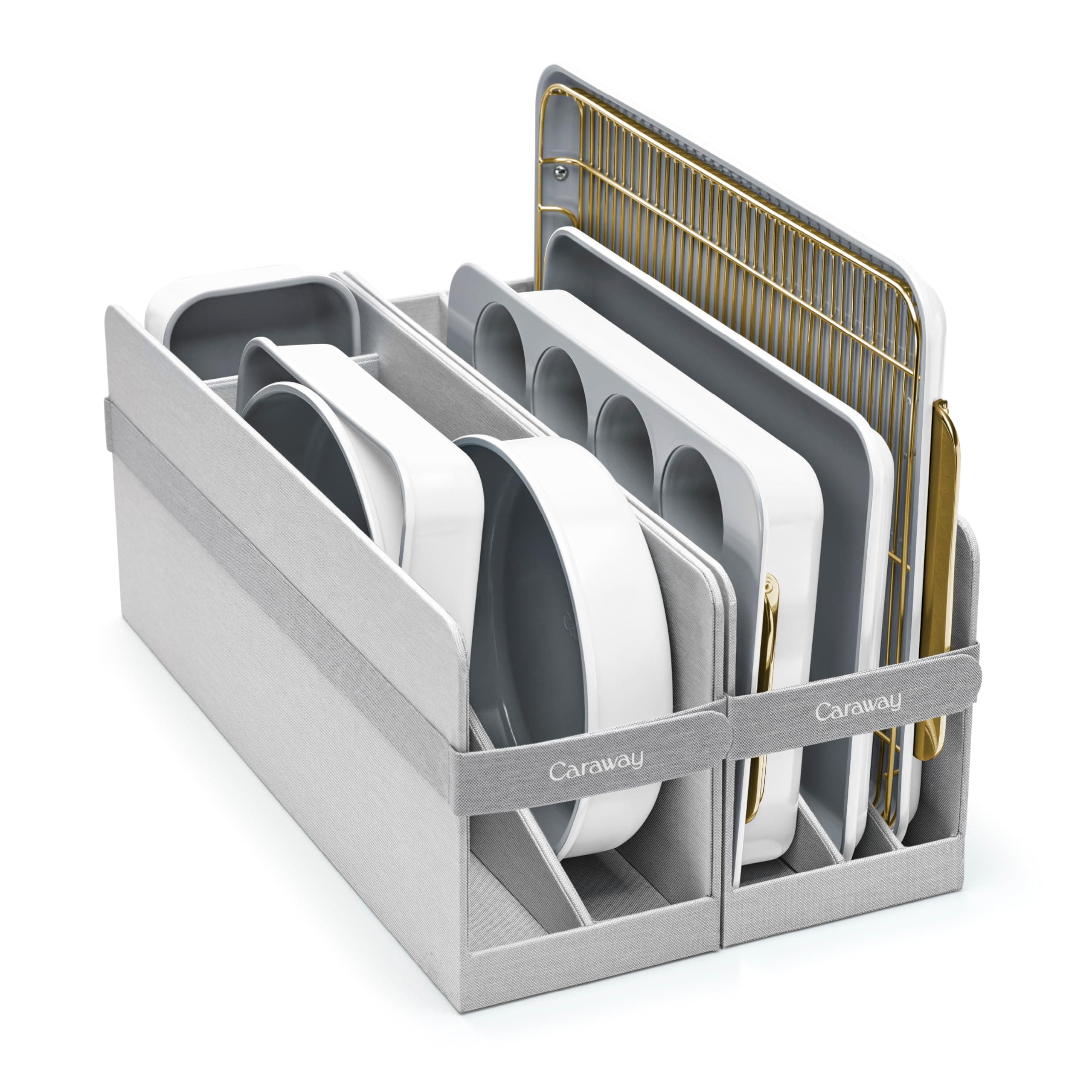 Caraway Nonstick Ceramic Bakeware Set (11 Pieces) - Baking Sheets, Assorted Baking Pans, Cooling Rack, & Storage - Aluminized Steel Body - Non Toxic, PTFE & PFOA Free - White