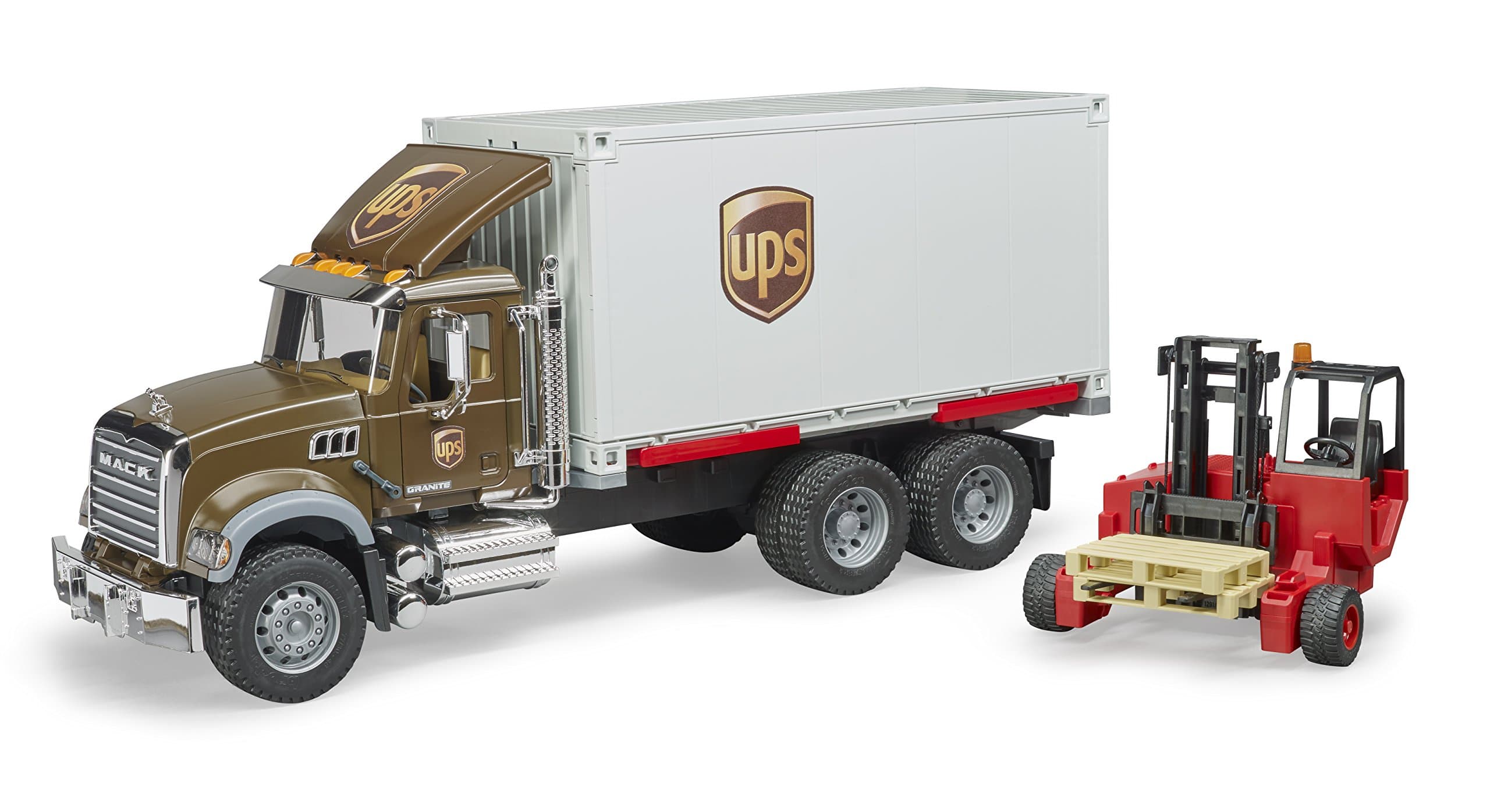 MACK Granite UPS Logistics Truck with Forklift and Pallets
