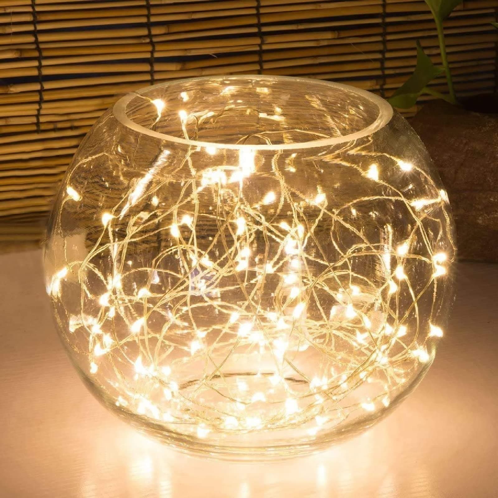 100LED Fairy Light Battery Operated LED Lights with Timer Setting Warm White String Lights, 10M Silver Wire Starry Lighting, for Bedroom, Indoor, Christmas Tree, Wedding Decor Idea Put in Jars