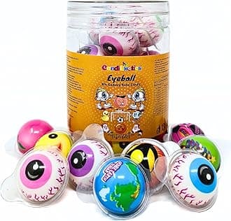 3D Bursting Eyeball Jelly & Mix Shaped Balls | Center Filled Gummy | Spooky Halloween Treats (15Pcs Balls)