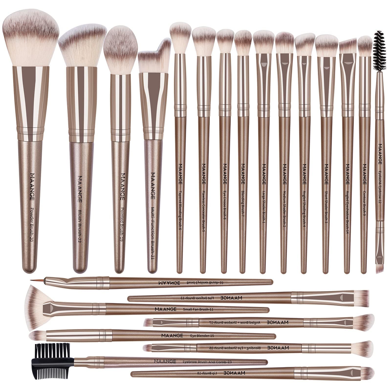 Makeup Brushes Kit 23 Pieces Professional Synthetic Makeup Brushes Set For Makeup Blush Brushes Makeup Brushes For Eyes&Facial (Champagne)