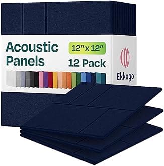 Acoustic Panels 12-Pack Soundproof Wall Panels 12"x12"x0.4" Decorative Sound Dampening for Your Home, Office, Studio, Bedroom & More with Unique GridFrame Carving [Denim Blue]