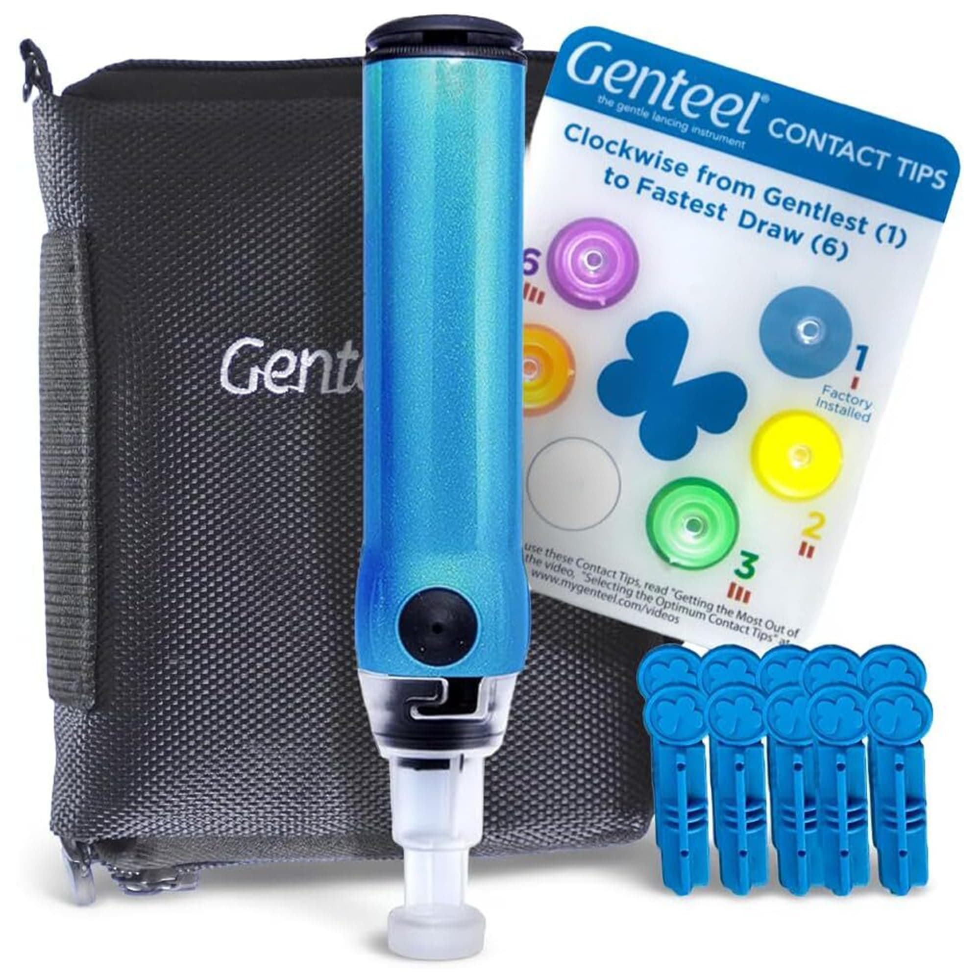 Plus - No Prick Pain Vacuum Lancing Device for Diabetes Testing - Blood Sugar, Glucose, Ketone, and DNA Home Tests (Butterfly Blue)