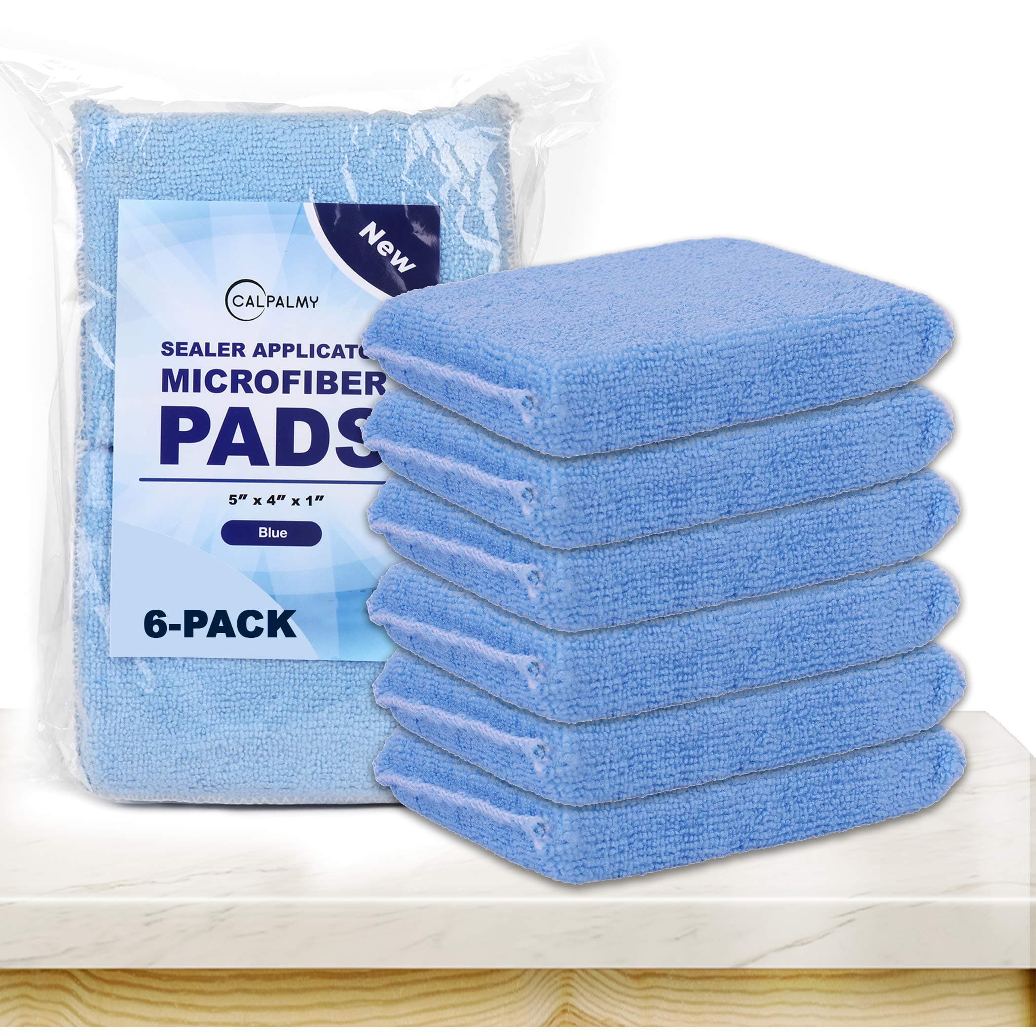 CALPALMY Blue Professional Microfiber Tile Sealer Applicator Pad (6 Pack) - Perfect Tool for Tile, Natural Stone, Marble, and Granite Sealers