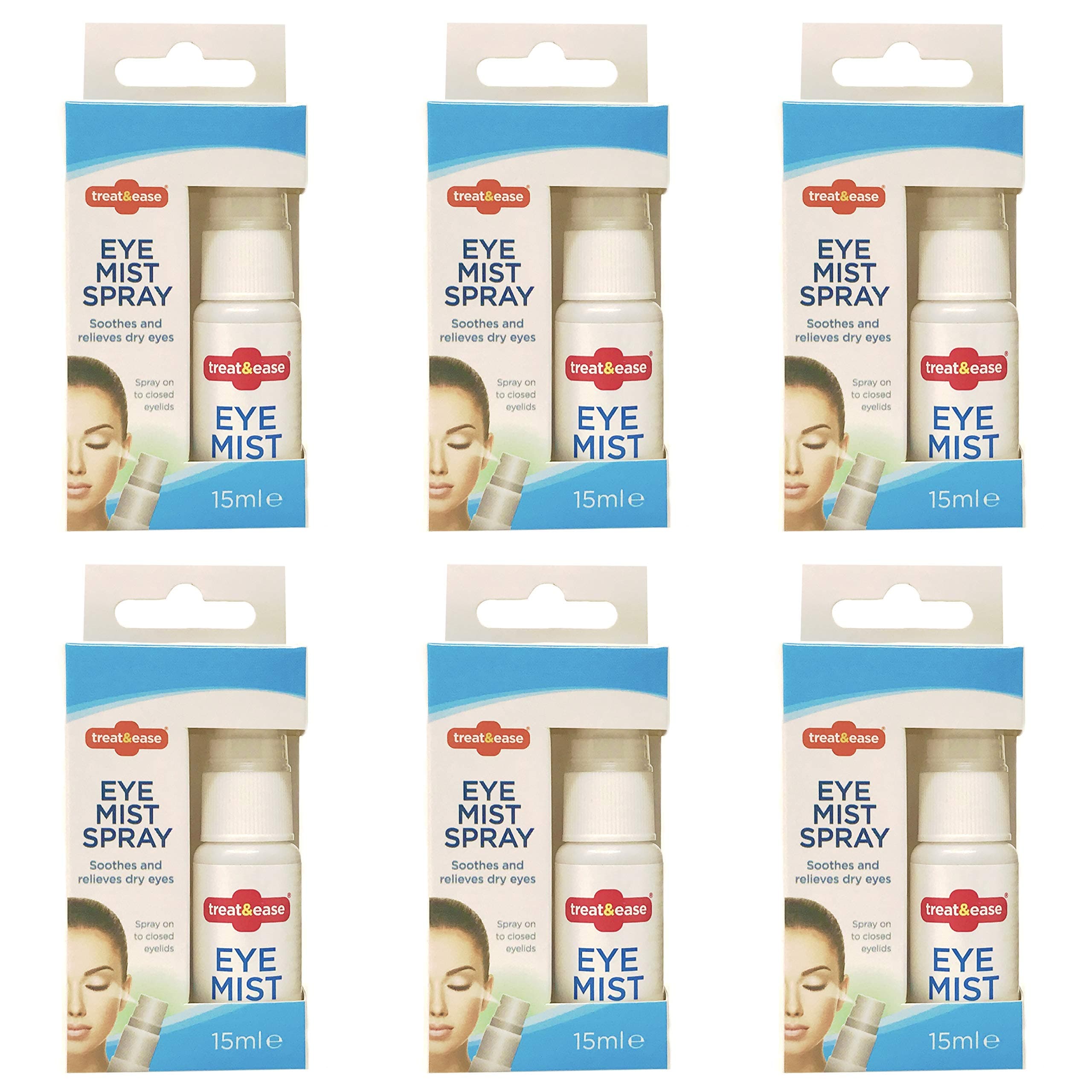 6 x Eye Mist Eyelid Spray for Refreshing Dry Tired Irritated Itch Sore Eyes 15ml