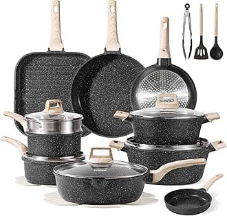 26Pcs Pots and Pans Set, Nonstick Cookware Sets, Granite Induction Cookware Non Stick Cooking Set w/Frying Pans & Saucepans(PFOS, PFOA Free)