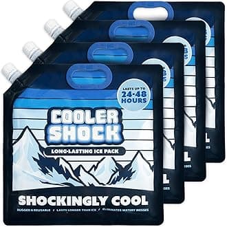 Cooler Shock Reusable Ice Packs for Cooler - Long-Lasting Freezer Packs with Built-in Handle - All-Purpose Medium Size, Pack of 4