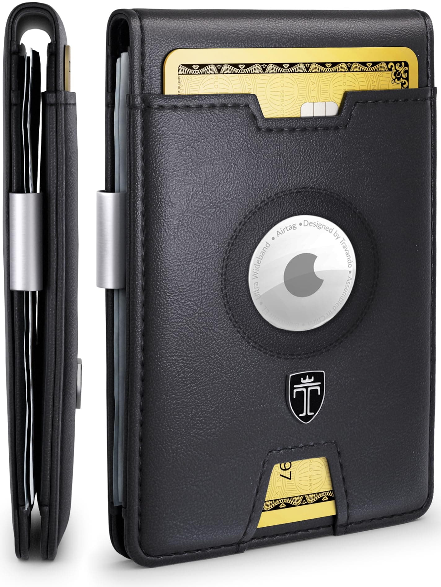 TRAVANDO, Schlanke Herren-Geldbörse mit Geldklammer, RFID-blockierend, Kreditkartenetui für Herren, mit Geschenkbox