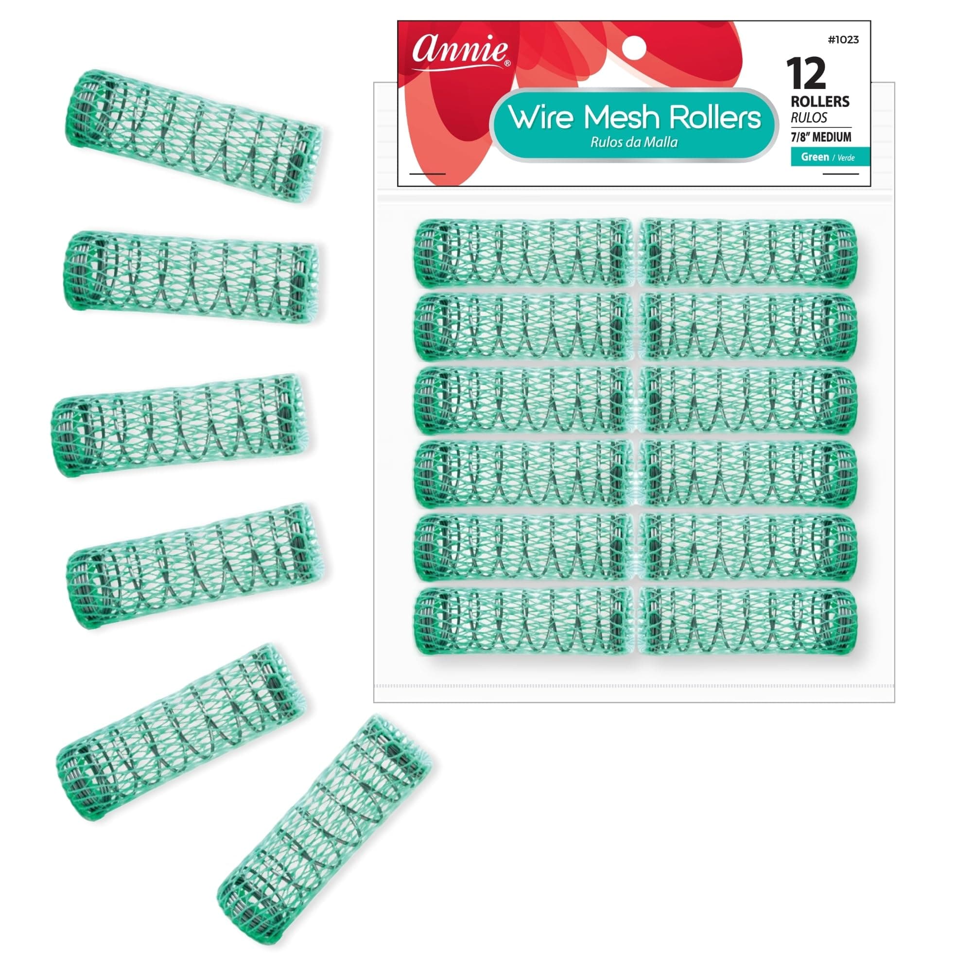 Annie 7/8" Wire Mesh Hair Rollers - 12 Pcs.