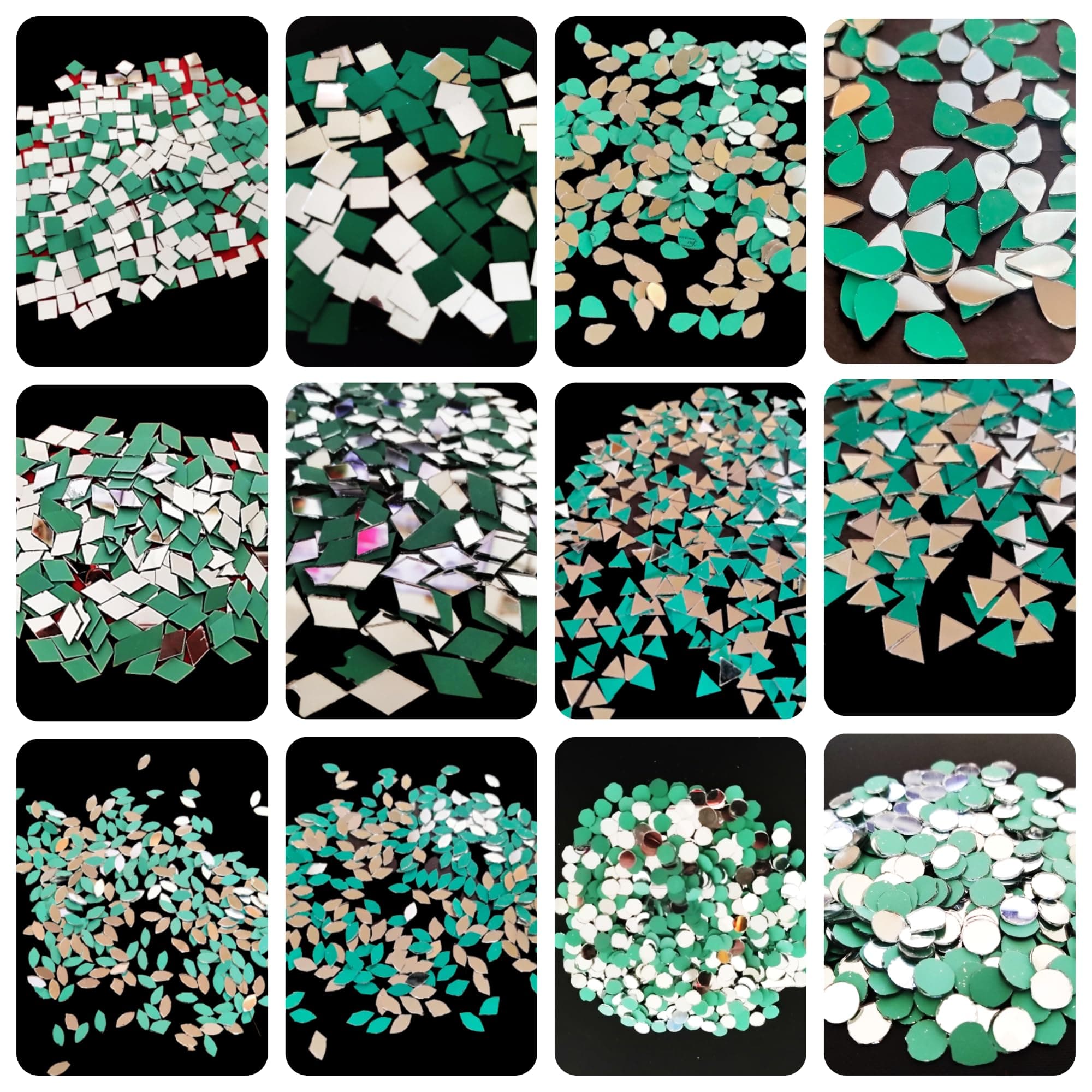 12 Shape Mirrors for Lippan Art and Craft Work | Wall Decor | Mandala | Decorative Items (1200 Pcs)