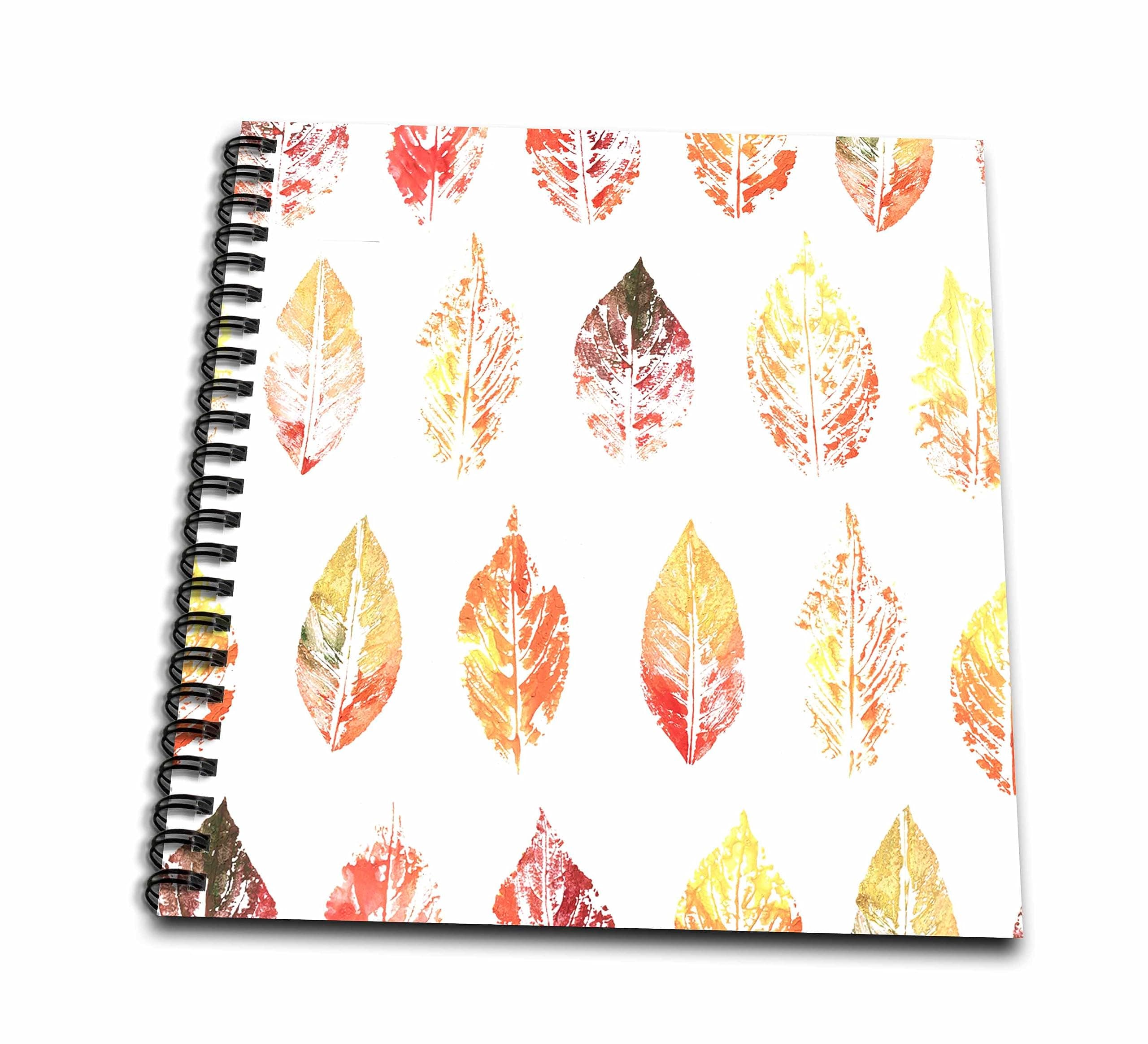 3dRose Pretty Image of Watercolor Stamped Fall Leaf Pattern - Drawing Books (db-370242-1)