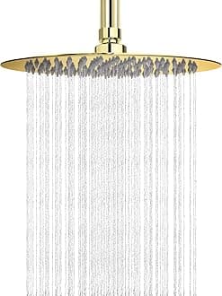 NearMoon Rain Shower Head, Ultra-Thin Design-Pressure Boosting, Awesome Some Experience, High Pressure High Flow Stainless Steel Rainfall Shower Head (10 Inch, Chrome Gold)