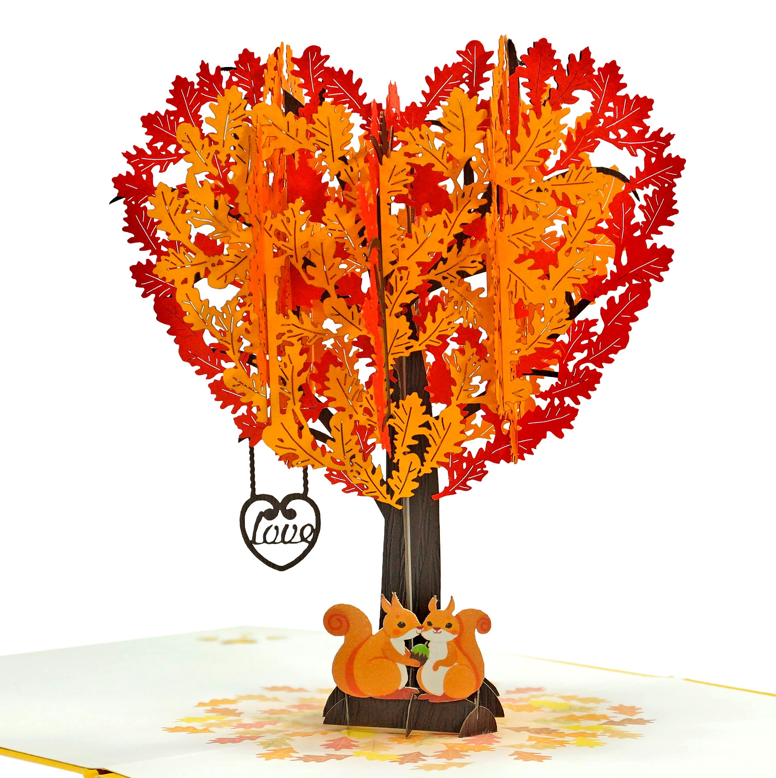 CUT POPUP.COM CUTPOPUP Anniversary Card, 3D Pop Up Greeting Loved Cards for Couple (Squirrel Couple Heart Tree)