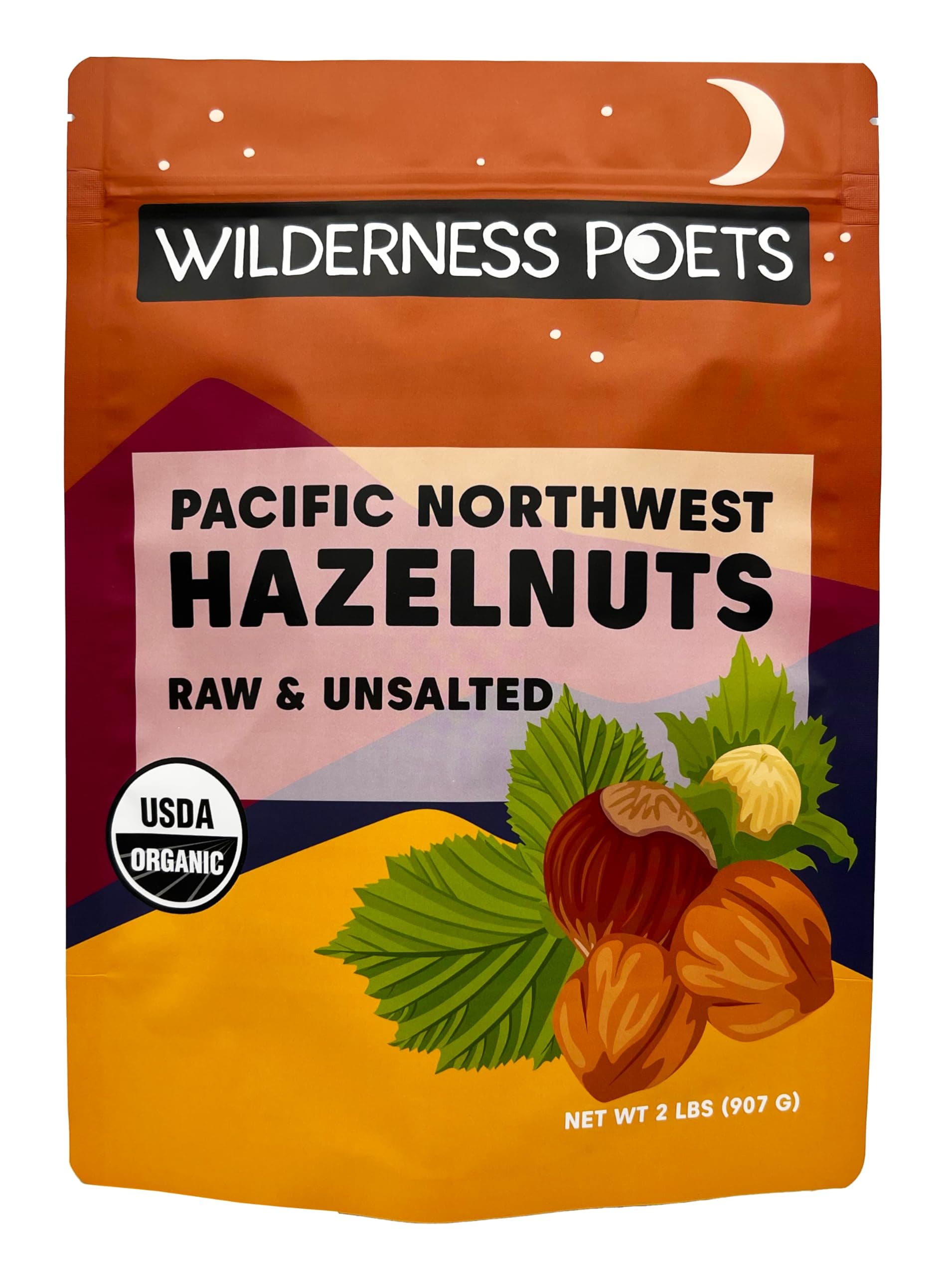 Organic, Pacific Northwest-Grown Hazelnuts - Raw, Whole Nuts with Skins, No Shells. Bulk Size (32 Ounce - 2 Pound)
