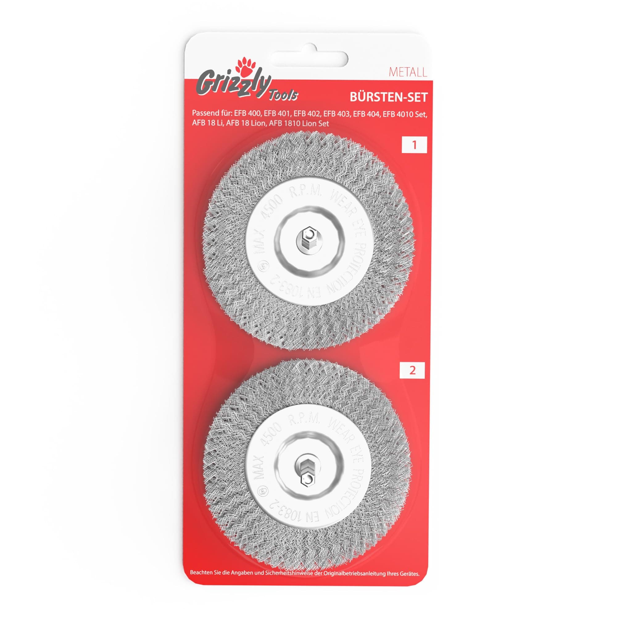 Grizzly Electric joint brush replacement brush wire brush set of 2 joint cleaner: Metal grout brushes set of 2 for Grizzly EFB 400 and EFB 401 blister